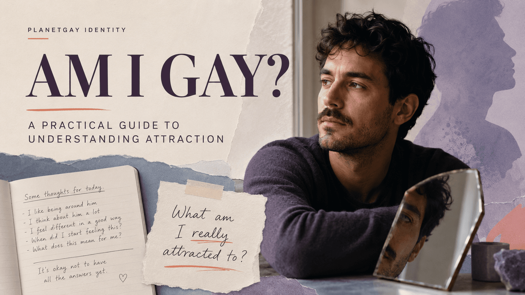 Editorial artwork exploring self-understanding and sexual identity.