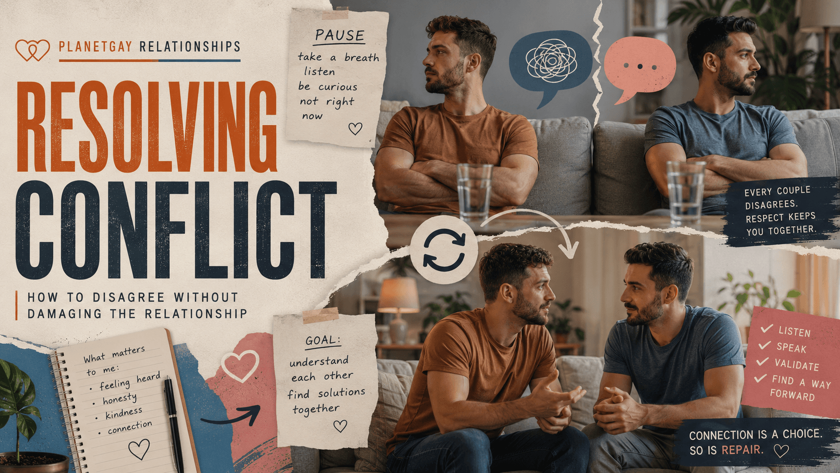 An editorial illustration for Conflict Resolution for Gay Couples
