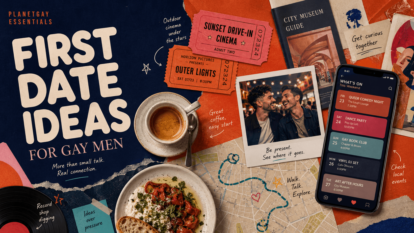 An editorial illustration for First Date Ideas for Gay Men: Beyond Coffee and Small Talk