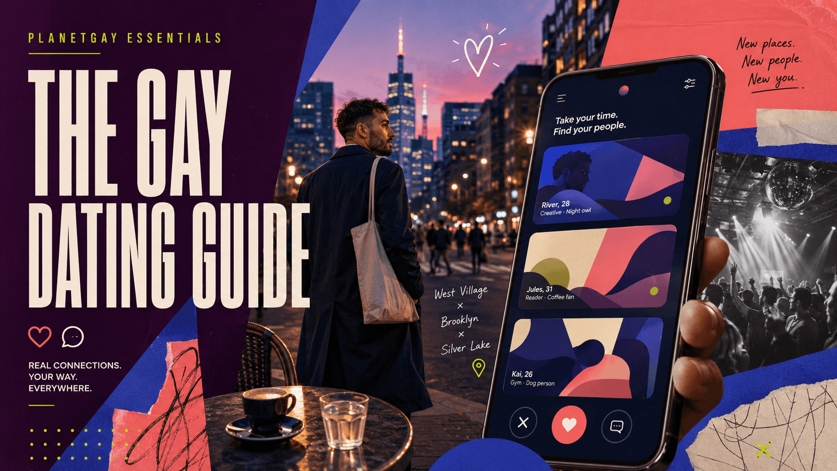 Editorial artwork introducing gay dating for beginners.