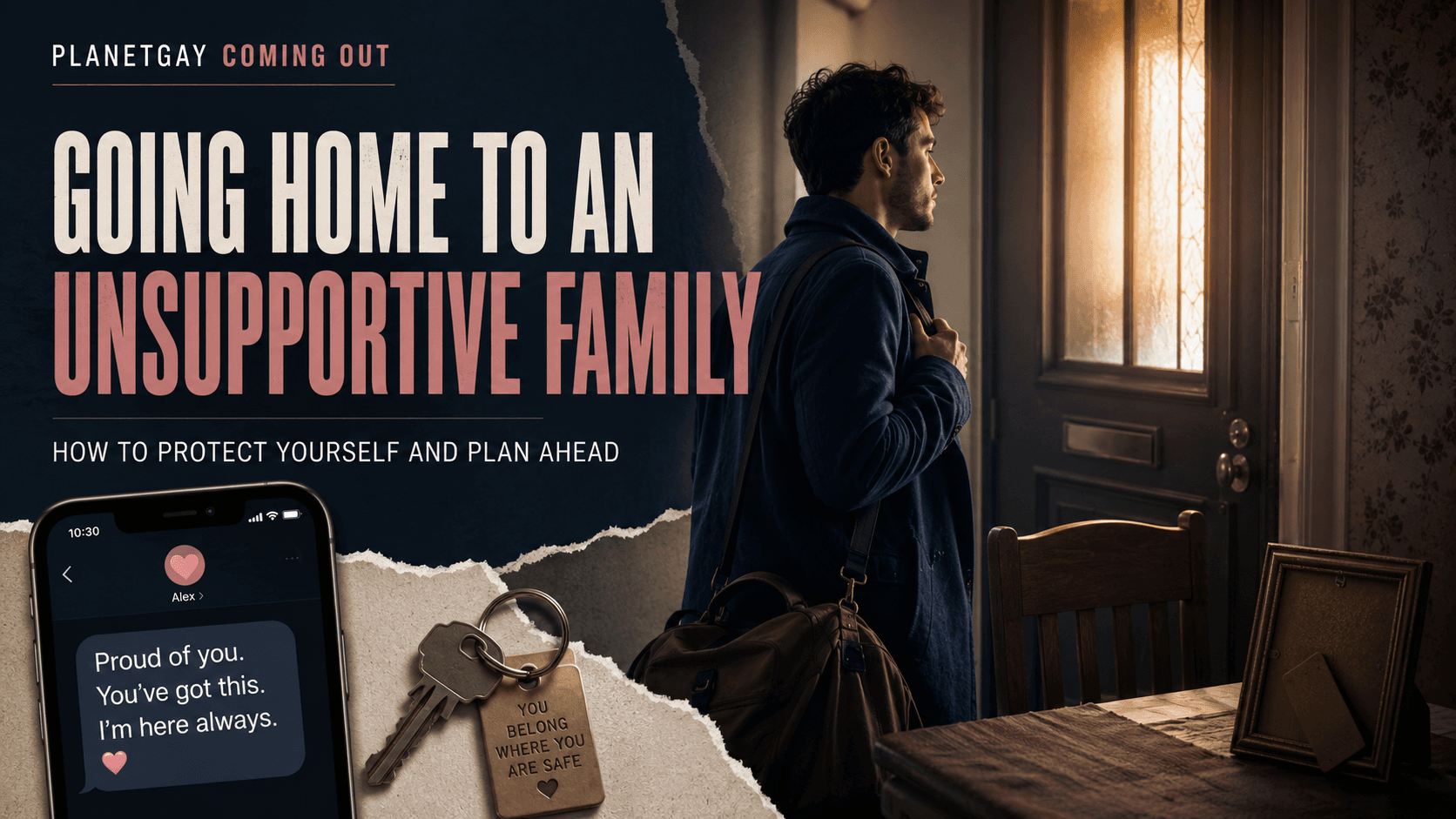 Going home to an unsupportive family as a gay or queer person.