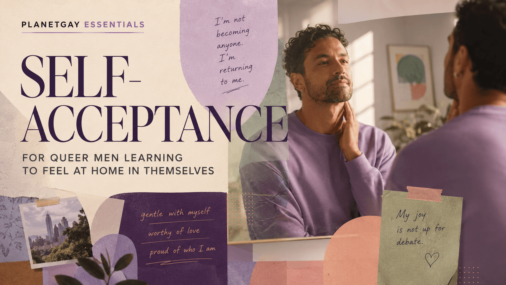 An editorial illustration for Self-Acceptance for Queer Men: Feeling at Home in Yourself